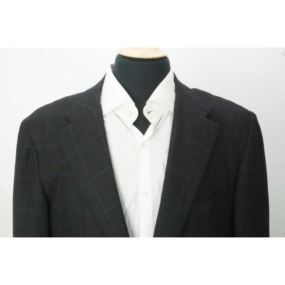 Kiton Cashmere Blend Charcoal Purple Windowpane Plaid Sport Coat Jacket 43 - Picture 2 of 7